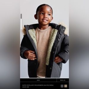 Zara Girls Water Repellent Freudenberg Quilted Parka 3-4years